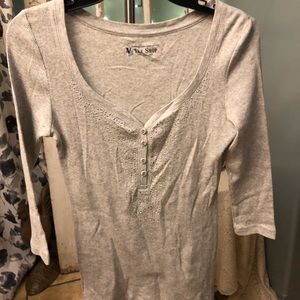 Long sleeve oatmeal colored shirt